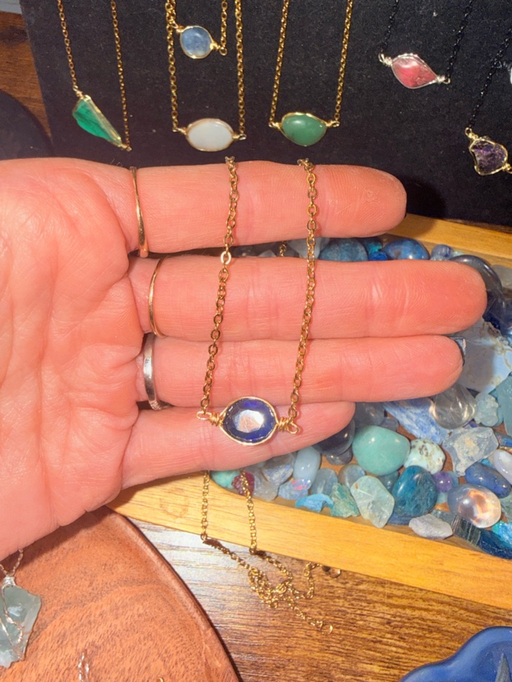 Stunning deep blue sapphire made in necklace